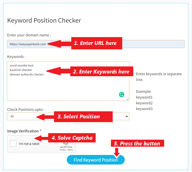 Keyword position checker
